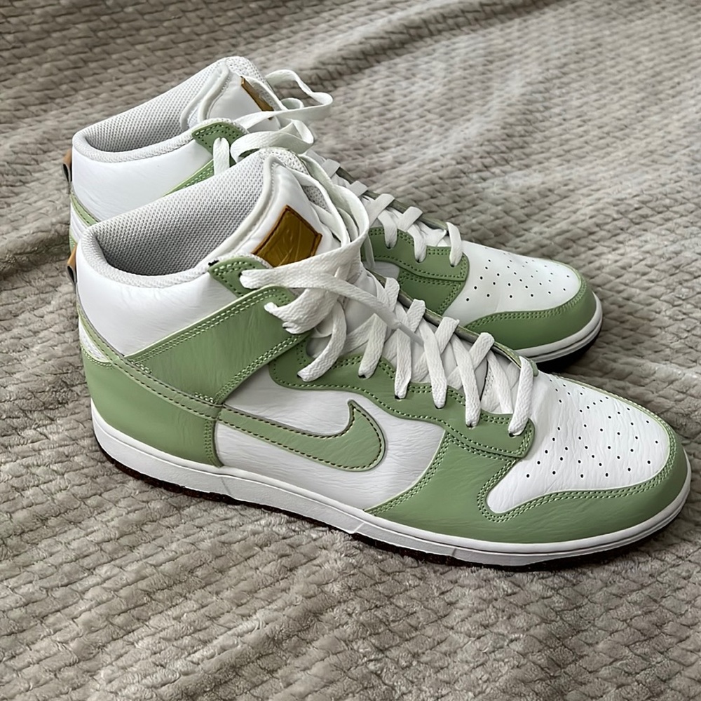 White & Sage High-Top Men's Sneakers